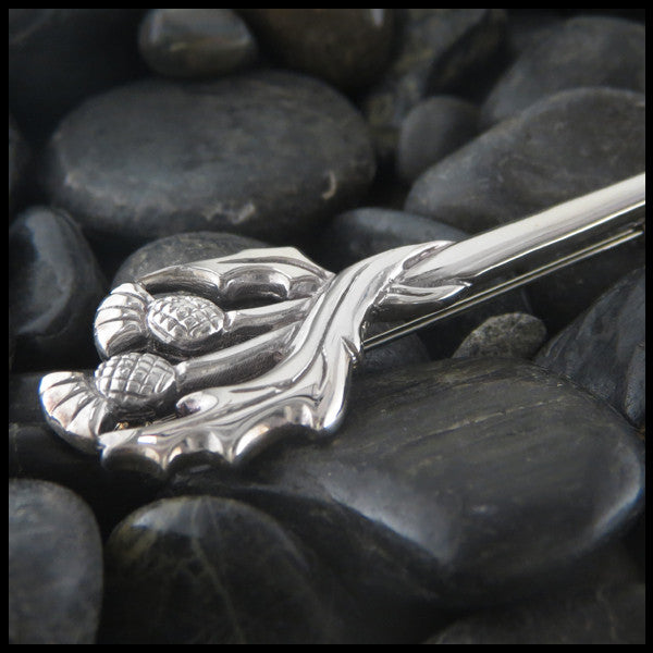 Multi thistle kilt pin in sterling silver