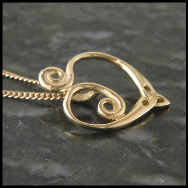 Celtic spiral heart pendant in 14K Gold handcrafted by Walker Metalsmiths 