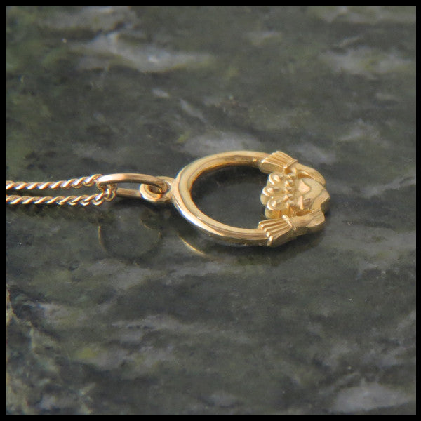 Irish Claddagh Pendant Necklace in 14K Gold handcrafted by Walker Metalsmiths