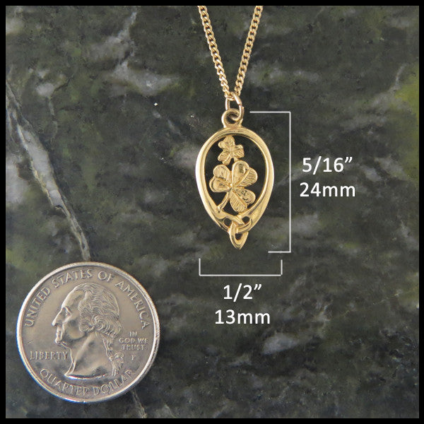 Triquetra Irish Shamrock pendant in 14K Gold measure 5/16" by 1/2"