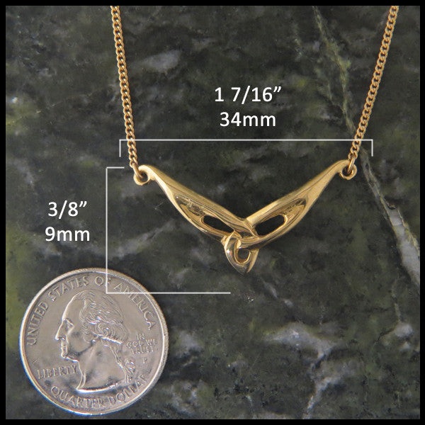 Unique Triquetra Bar pendant in 14K Yellow, Rose or White Gold