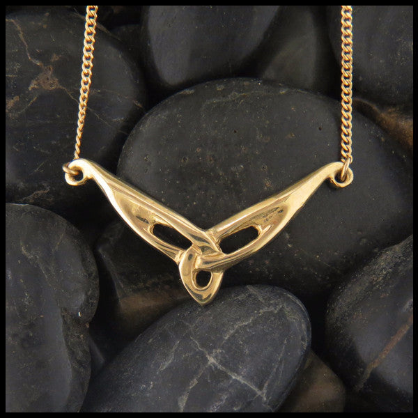 Unique Triquetra Bar pendant in 14K Yellow, Rose or White Gold