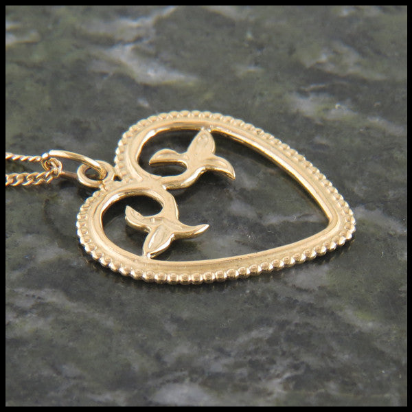 Ornate Heart pendant in 14K Yellow, Rose and White Gold