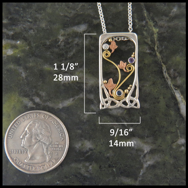 Celtic Floral Mother's pendant in Sterling Silver and Gold
