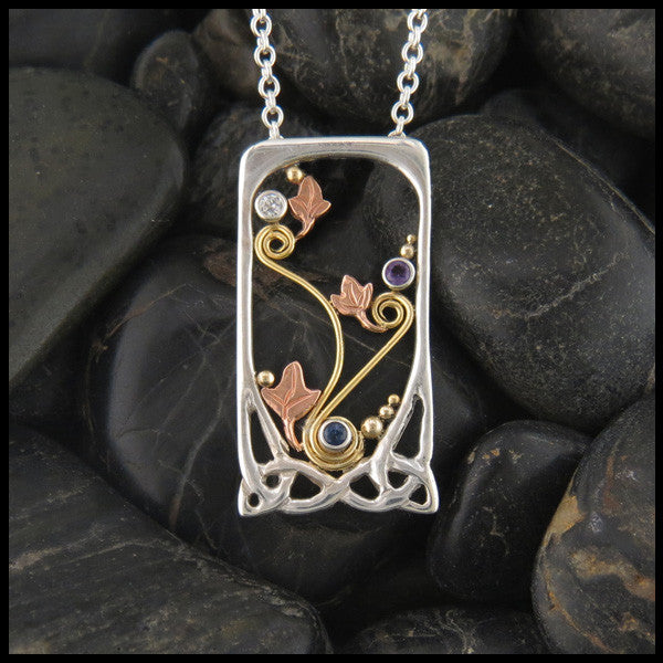 Celtic Floral Mother's pendant in Sterling Silver and Gold
