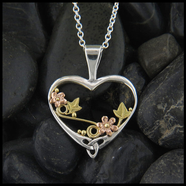 Daisy's Heart pendant in Sterling Silver and Gold