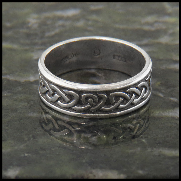 Celtic Heart Knot Wedding Band Ring in Sterling Silver custom designed by Walker Metalsmiths 