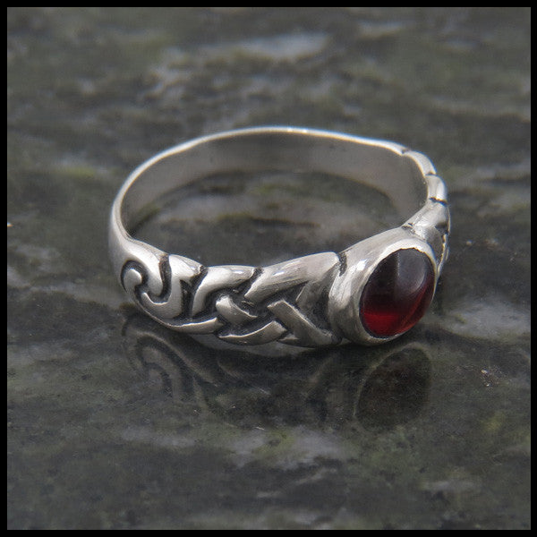 Spiral Knot Celtic Ring with Gemstones in Sterling Silver