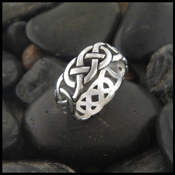 Open Josephine's Knot, Lover's Knot Celtic Ring Band in Sterling Silver