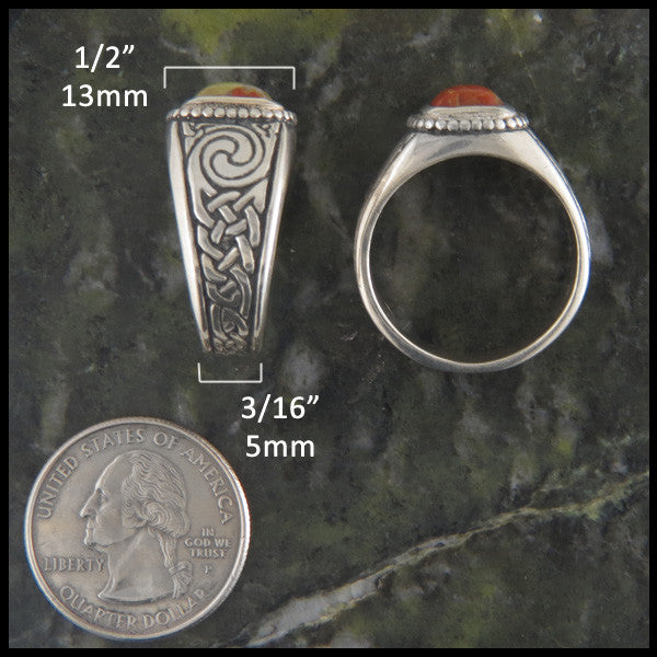Men's Celtic Knot Ring with Stones in Sterling Silver