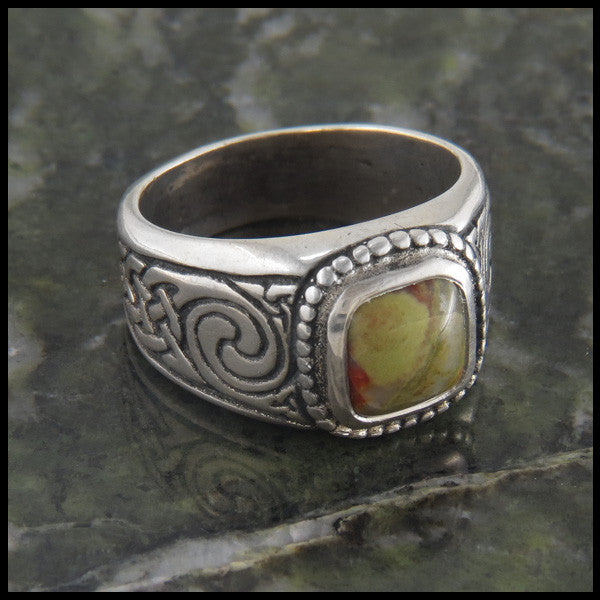 Men's Celtic Knot Ring with Stones in Sterling Silver