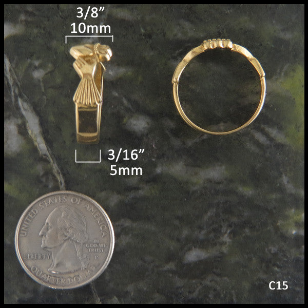 Walker Metalsmiths Celtic Jewelry Celtic Claddagh Rings in Two Sizes in 14K Gold