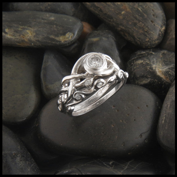 Open Celtic Knot Diamond Bezel Wedding Set