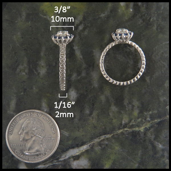 Josephine's Knot, Lover's Knot Sapphire and Diamond Halo Celtic Solitaite