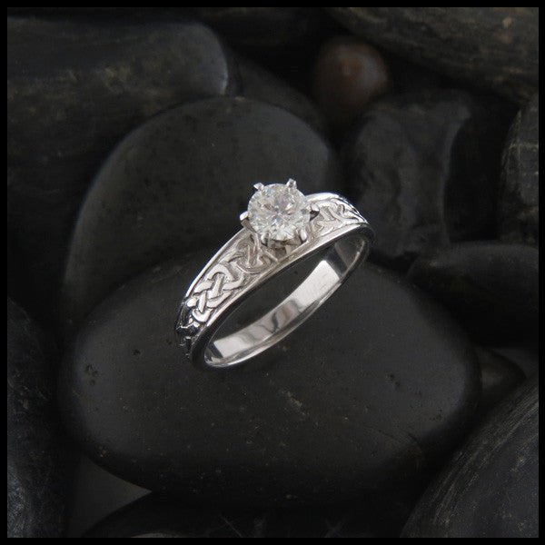 Tapered Celtic Knot Diamond Engagement Ring