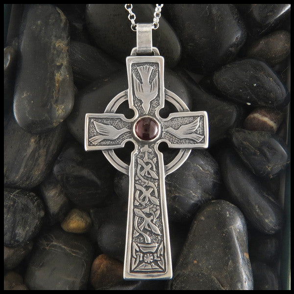 Pectoral Cross & Chain Set In Silver With Black | Divinity Clergy Wear