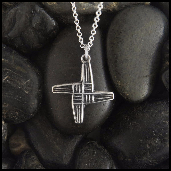 Stylized St Brigid Celtic Cross in Sterling Silver