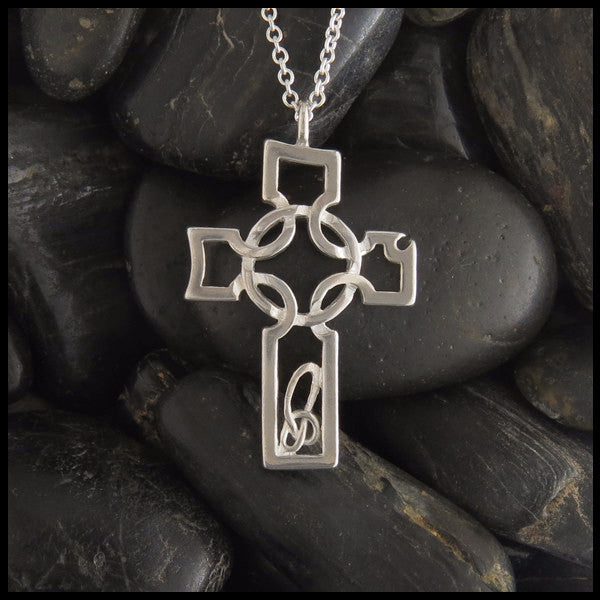 Asymmetrical Celtic Cross pendant in Sterling Silver 