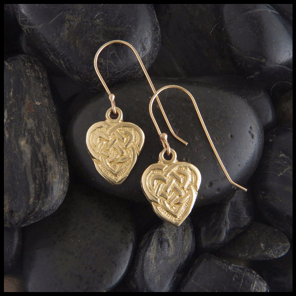 Gold Celtic Heart drop earrings