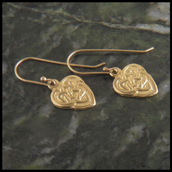 Gold Celtic Heart drop earrings