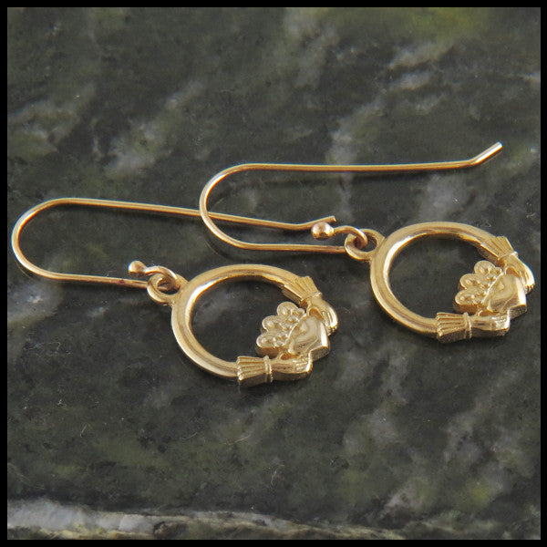 Claddagh Earrings in 14K Gold