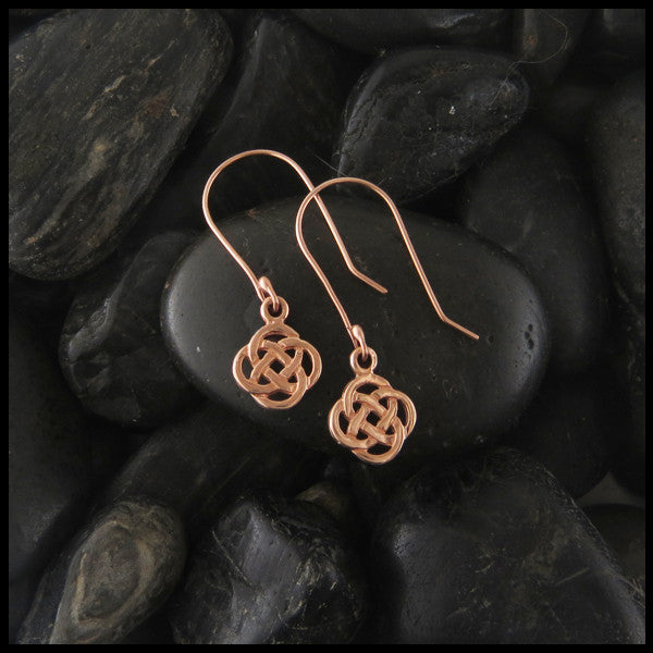 Dainty Josephine's Knot, Lover's Knot, Celtic Drop earrings in Gold