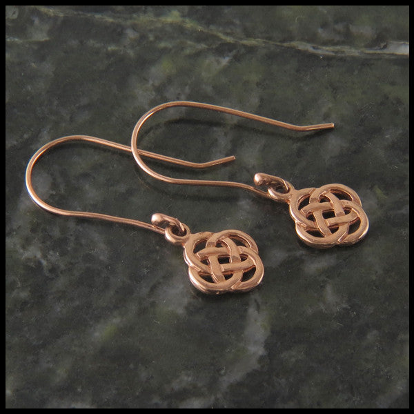 Dainty Josephine's Knot, Lover's Knot, Celtic Drop earrings in Gold