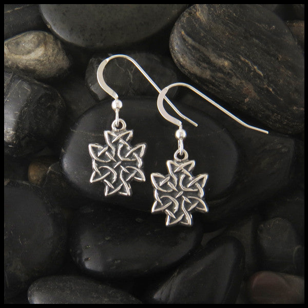 Celtic Knot Cross drop earrings in Sterling Silver