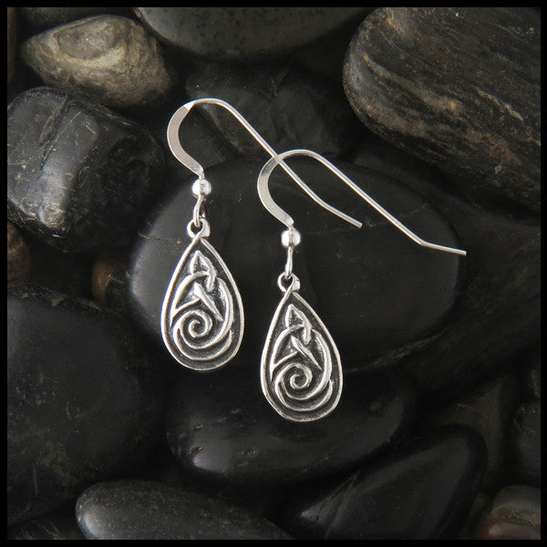 Trinity Drop Celtic earrings in Sterling Silver
