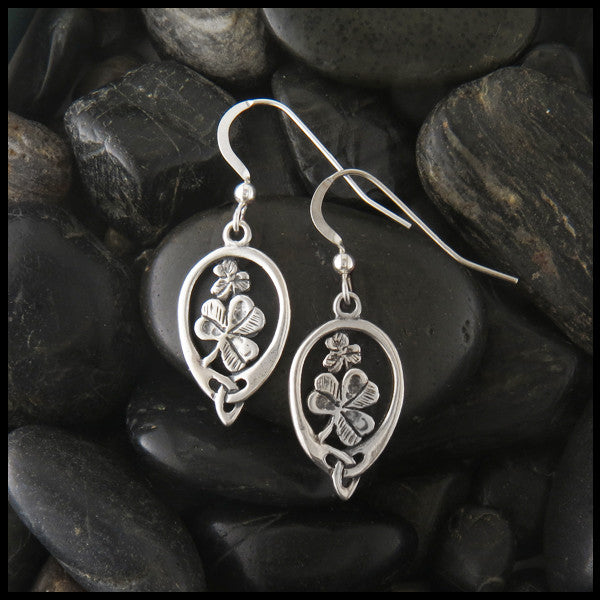 Irish Shamrock drop earrings in Sterling Silver