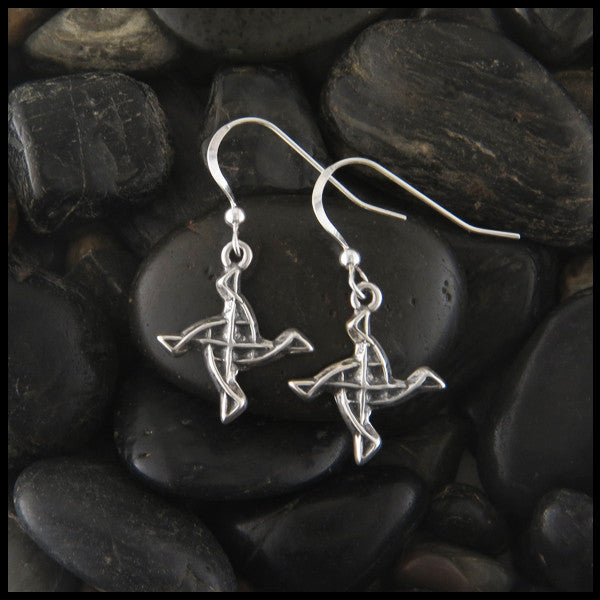 Unique St. Brigid Celtic Knot Earrings in Sterling Silver