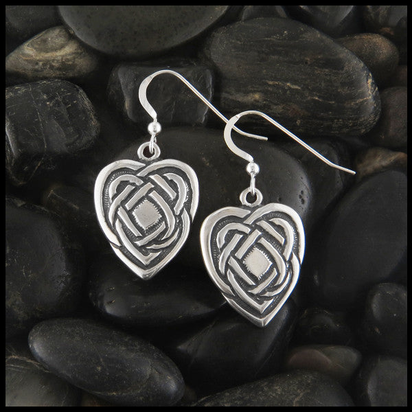 Maggie's Heart Celtic Earrings in Silver Walker Metalsmiths