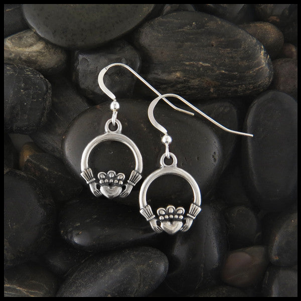 Claddagh Drop Earrings in Sterling Silver