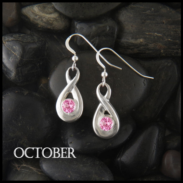 October Birthstone Celtic Eternity Earring in Silver