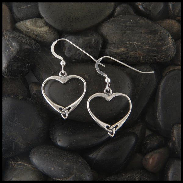 Celtic Trinity Heart Earrings in Sterling Silver
