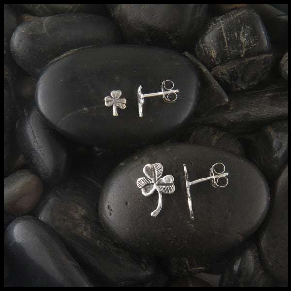 Shamrock post earrings in two sizes in Sterling Silver