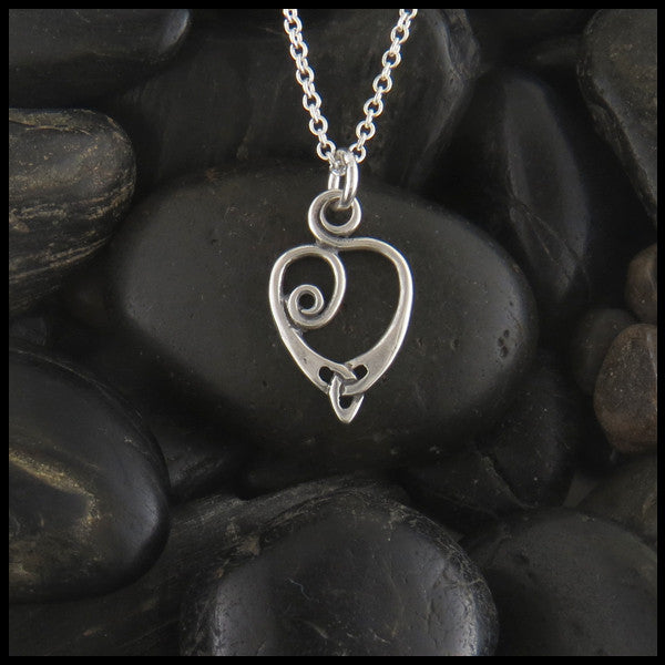 Small Spiral heart Celtic pendant in Sterling Silver