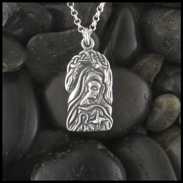 Moonlight Mysteries St Brigid Cross Pendant - 1 1/8 Inch Sterling Silver Celtic Knot Charm, Goddess Brigit Jewelry