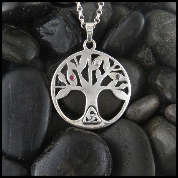 Celtic Tree of Life pendant in Sterling Silver with birthstones