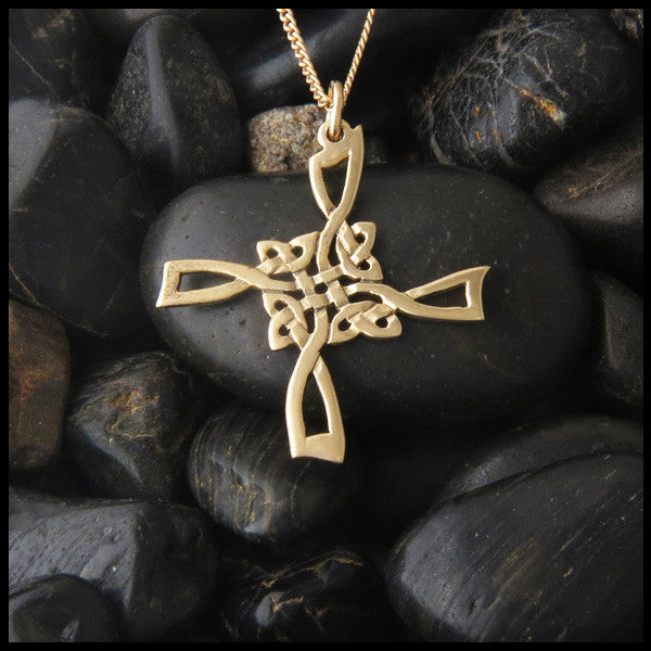 Open Knotwork St Brigid Cross in 14K Gold