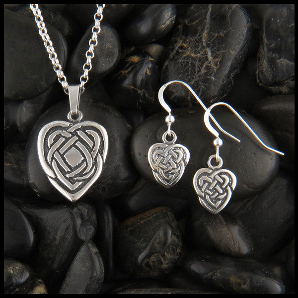 Maggie's Heart pendant and earring set in Sterling Silver