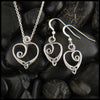 Celtic Heart and Triquetra Pendant and Earring Set in Sterling Silver