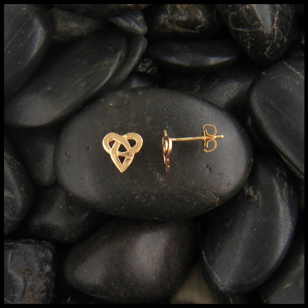 Celtic Knot Heart post earrings in Gold