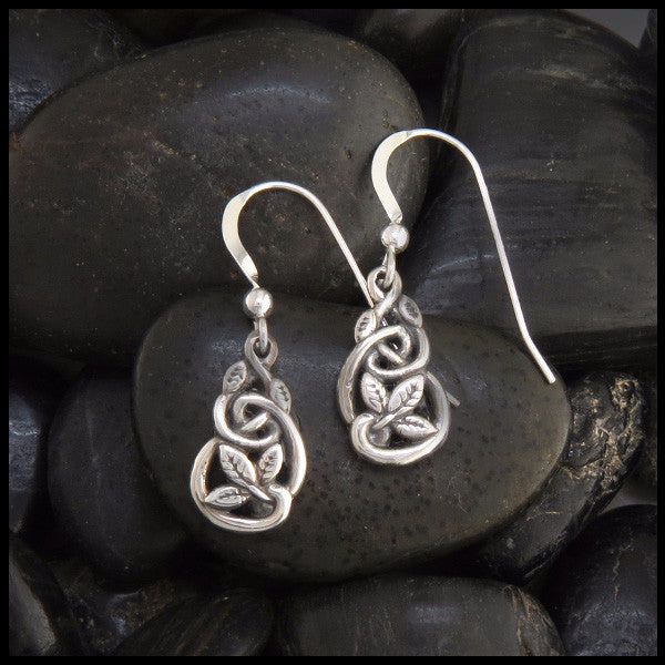 Celtic Knot & leaf drop earrings in Sterling Silver