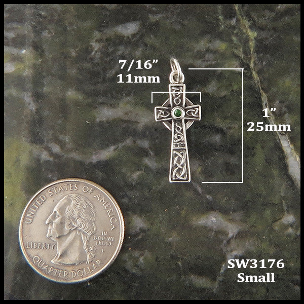 Unique Celtic Cross in Sterling Silver with Gemstones