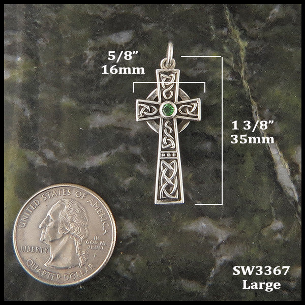 Unique Celtic Cross in Sterling Silver with Gemstones