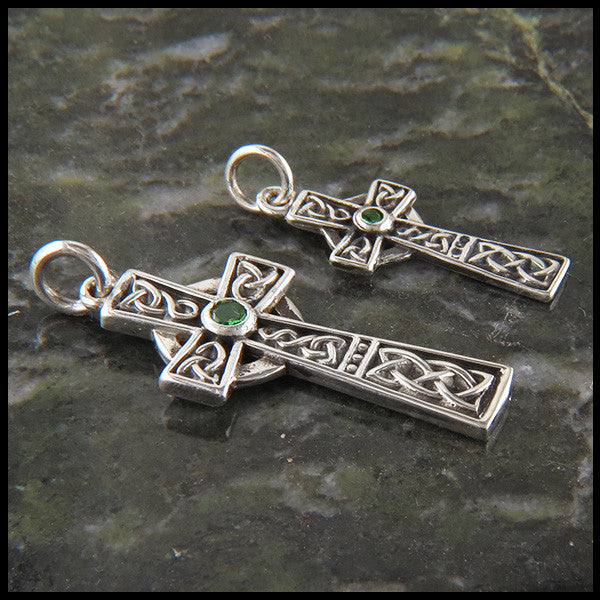 Unique Celtic Cross in Sterling Silver with Gemstones