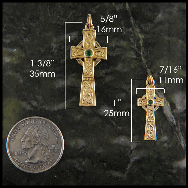 Size comparison of large and small revival cross in gold