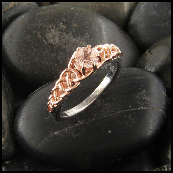 Cathedral Morganite Engagement Ring in Rose and White Gold
