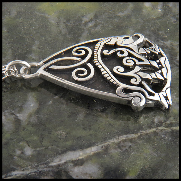 Profile view of Celtic Boar pendant in Sterling Silver